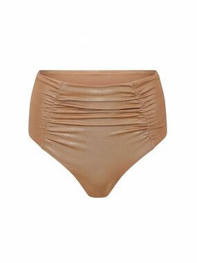 Adore Me Rina High Waist Swim Bottom Gold Medium NWT